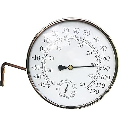 MEASURETOOL Dial 6" Brass Swivel Thermometer Indoor Outdoor Thermometer with Large Display for Home, Patio, and Greenhouse, Window Thermometer with Humidity (6inch Thermo&Hygrometer)
