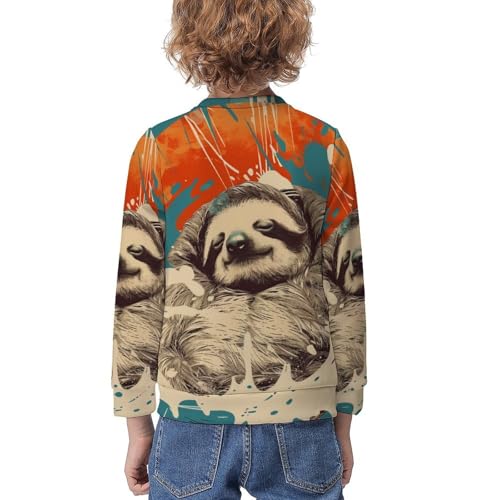 Sloth Sleep Animal CartoonChildren's Casual Pullover Sweatshirt Loose Fit7-9Y2