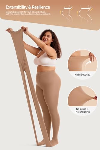Vertvie Plus Size Fleece Lined Tights for Women Thermal Pantyhose Winter Warm Thick Tights High Waisted Opaque Leggings4