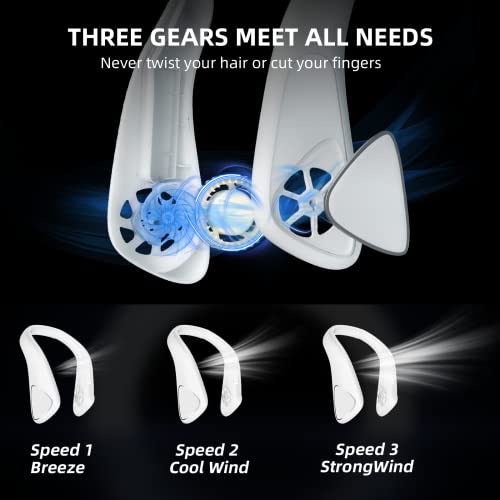 Tlveip Portable Neck Fan Hands Free Bladeless Fan Up To 20Hrs Usb-C Rechargeable Battery Fan, 4000Mah Personal Fan, Neck Air Conditioner, 360° Cooling, Low Noise, For Travel Outdoor Camping Office #TOP2