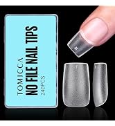TOMICCA Acrylic Nail Tips 240pcs Short Square Nail Tips False Nails Clear Nail Tips Acrylic Nail ...