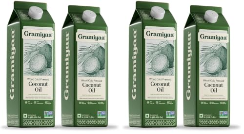 Image of Gramiyaa Cold Pressed Coconut oil 2 Litre | Traditionally Extracted | Chemical-free, Zero Trans-fat Cooking oil | Unrefined | Kachi Ghani Coconut oil for Cooking (Pack of 2)