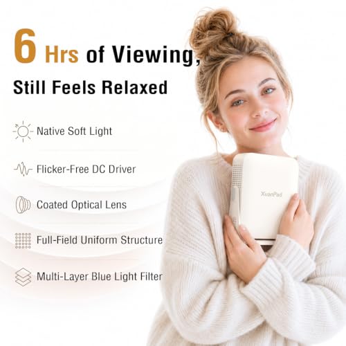 Image of [Officially-Licensed App & Auto Focus]Snow White Smart Mini Projector with WiFi and Bluetooth, XuanPad 4K Support Movie Projector, Portable Native 1080P Outdoor Projector with 360 Stand