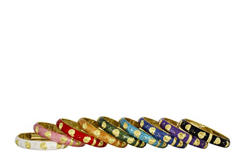 Image of Spring Hinge Enamel Seashell Bangle Bracelet