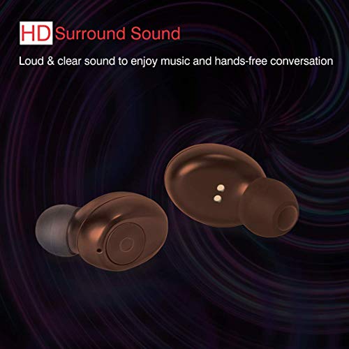 Image of iBall EarWear TW10 in-Ear Bluetooth Wireless Headphones with Protective Charging Case - Russet Brown