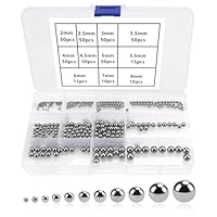 YIXISI 400 Stück 11 Größe Präzisions Lager Stahlkugeln Sortiment Kit, Edelstahl Kugellager Kugeln für Rollen Förderer Skates Transport, 2/2.5/3/3.5/4/4.5/5/5.5/6/7/8 mm