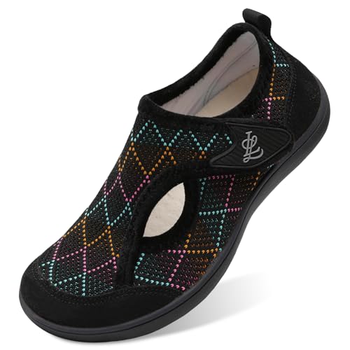 Image of LeIsfIt Womens Slippers Wide Diabetic Shoes Adjustable Arthritis Edema House Shoes Indoor Outdoor Slippers