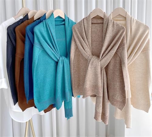 Women's Oversized Shawl Wrap Knotted Scarf Warm Lightweight Stole Long Cardigan Fall Winter Fake Collar Shoulder Tops4