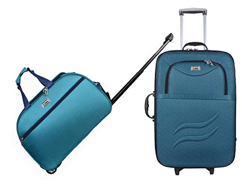 Image of Vidhi Suitcase Trolley Bag Combo Set Pack of 2 for Travelling | Water Resistant Durable Luggage Bag with Smooth Wheels(24 inch Suitcase Trolley,20 inch Duffel Trolley Bag) Green