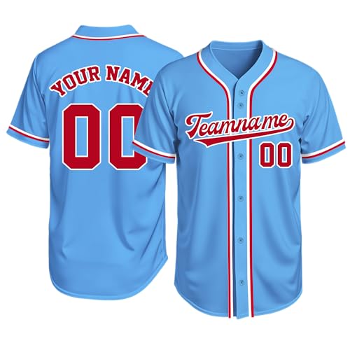 Image of Custom Baseball Jersey Personalized Stitched or Printed Name Number Baseball Shirt Sports Uniform Gifts for Men Women Youth
