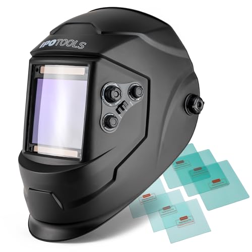 LY800H Casque de soudage Automatique avec True Color Vraie Couleur Filter, 4 capteurs de Haute qualité, Champ de Vision XXL (100 × 93 mm) Solar Power,...