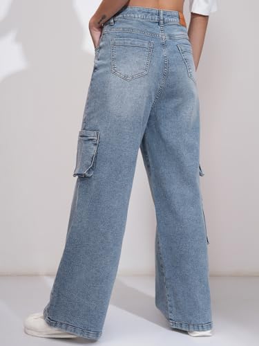 Image of Tokyo Talkies Women Cargo Jeans | Straight fit