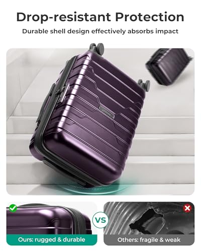 Image of BAGSMART Carry On Luggage 22x14x9 Airline Approved with Spinner Wheels,Lightweight Luggage with TSA Lock,Expandable Hard Shell Carry On Suitcases for Men Women, Purple, 20 Inch, Modern