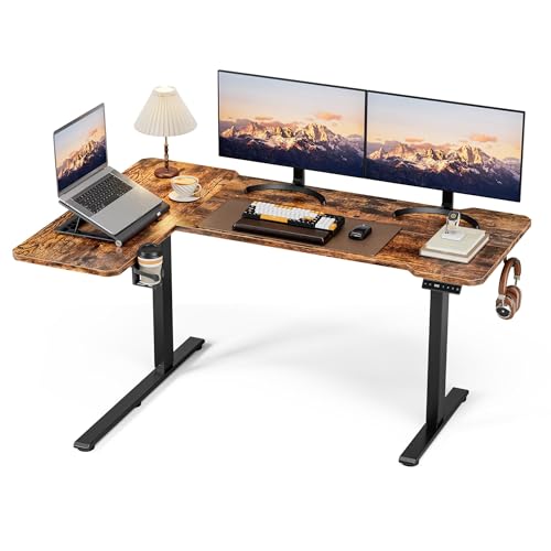 Amazon | 電動 l字昇降式デス ク ゲーミングデスク スタンディング