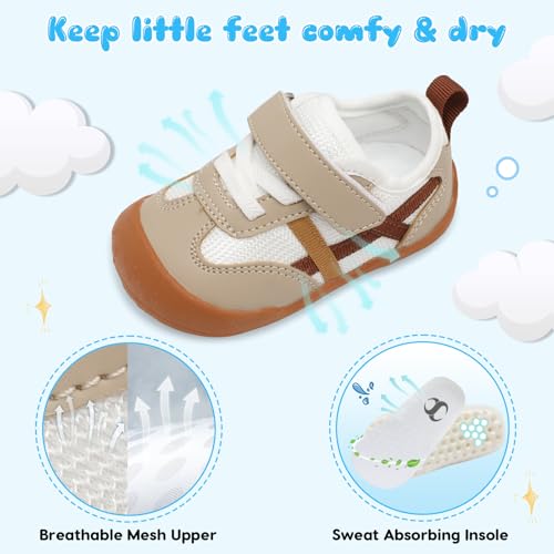 Image of Scurtain Baby Shoes Boy Girl First Walking Shoe Infant Crib Breathable Sneakers Lightweight Barefoot Shoes for Babies