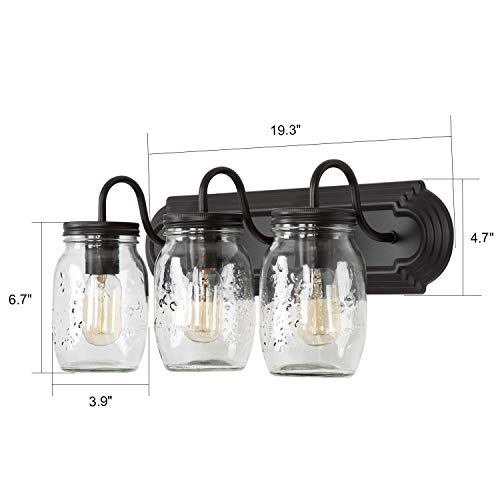 Lnc Bathroom Vanity Light Fixtures, Farmhouse Mason Jar Wall Sconce Over Mirror With Oil Rubbed Bronze, A02980 #TOP6