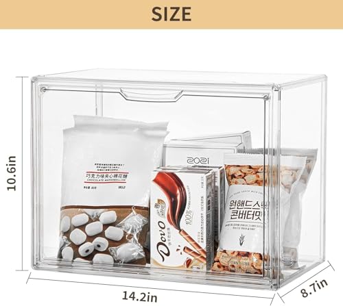 Image of ZLLZUU Acrylic Display Case Large Clear Boxes 3 Pack Stackable Storage Bins | Stackable, Easy to Assemble, for Makeup Collections Large Action Figures, Dustproof, Easy Clean, Clear Acrylic, Magnetic Door