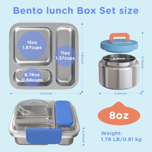 Stainless Steel lunch Bento Box Kids Adult with 8oz Insulated Food Jar by Fomazi - Used condition - Image 2