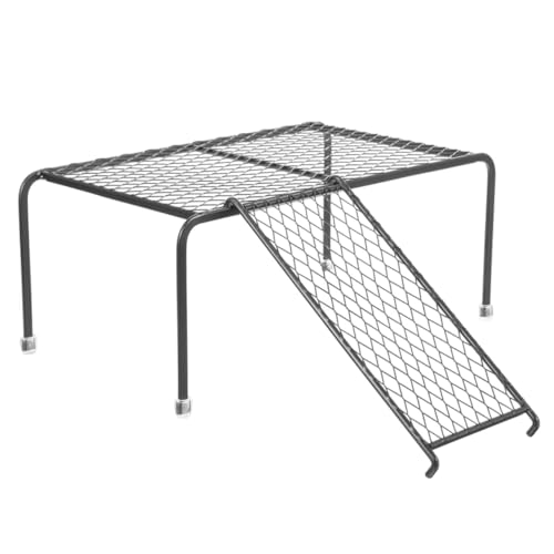 DOITOOL Plateforme à Poulets avec Échelle Pratique en Métal Noir, Grosse Taille, Support d'alimentation pour Poulailler, Aire de Jeu pour Poules et Poussins, Accessoire pour Élever