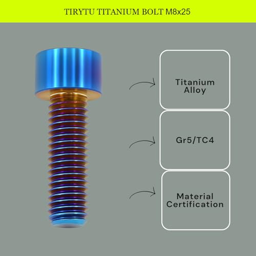 Image of M8x25 Titanium Bolts Socket Head Cap Screw, Burnt Blue, 4PC | Lightweight Design, Socket Head Hex Key No Washer, Ideal for Humid /Salty Environments, Car /Motorcycle Bolts