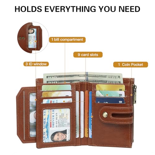 GOIACII Small Women's Wallet Leather Ladies Billfold Card Holder RFID Blocking with Zipper Coin Pocket by GOIACII - Used condition - Image 2