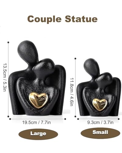 Estatua decorativa pareja cerámica negra grande miniatura 2
