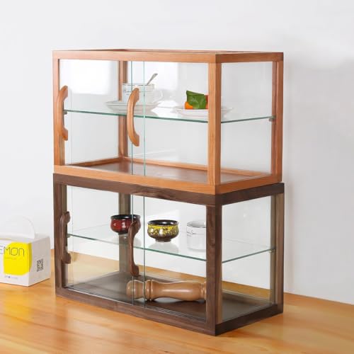 Vitrina de madera de 2 niveles y cristal para mostrador de panadería 6