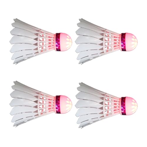 HVRFJXI 4 piezas Entrenamiento nocturno ligero LED volante luminoso bala de bádminton a prueba de viento para el juego al aire libre Iluminación LED deporte bádminton