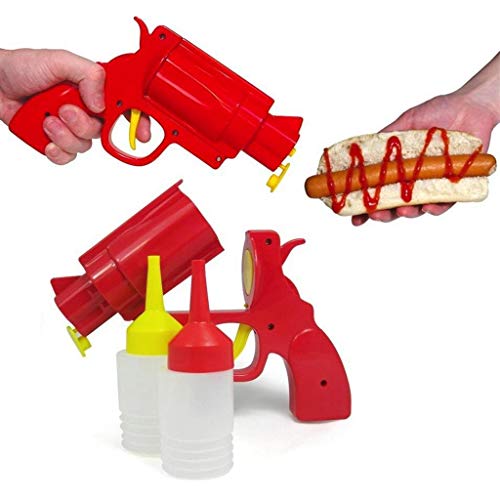 FLAMEER Kitchen Resturant Condiment Dispenser Bottle - Red Condiment Gun Condiments Seasoning Sauce Ketchup Dispenser for Indoor Outdoor BBQ - Thumbnail 4