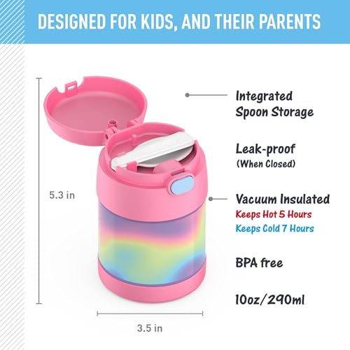 Image of THERMOS FUNTAINER Insulated Food Jar, 10 Ounce, Kid Friendly Food Jar with Foldable Spoon, Rainbow Cloud