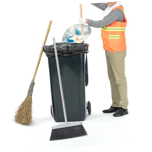 Miniatura 4 de Kockshion Escoba Grande De Acero Inoxidable Resistente Con Mango Ergonómico, Recogedor Vertical De Pie Para Interiores Y Exteriores, Limpieza Garajes, Hogares, Talleres Y Oficinas
