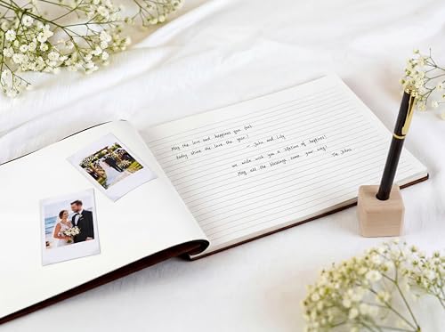 Image of Aspen Studio Guest Book with Signing Pen with Photo of Polaroid for Wedding Book and Memorial Occasions Guest Signing Book for Wedding, Memory Guest Book