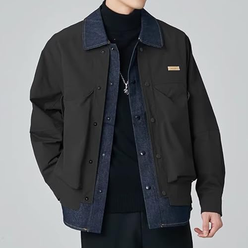 Veste en jean légère homme à boutons-pression et coutures amples - 2