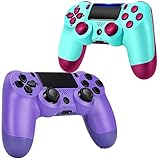 2 Pack Wireless Controller - Remote Joystick with Charging Cable and Two Motors (Purple and...