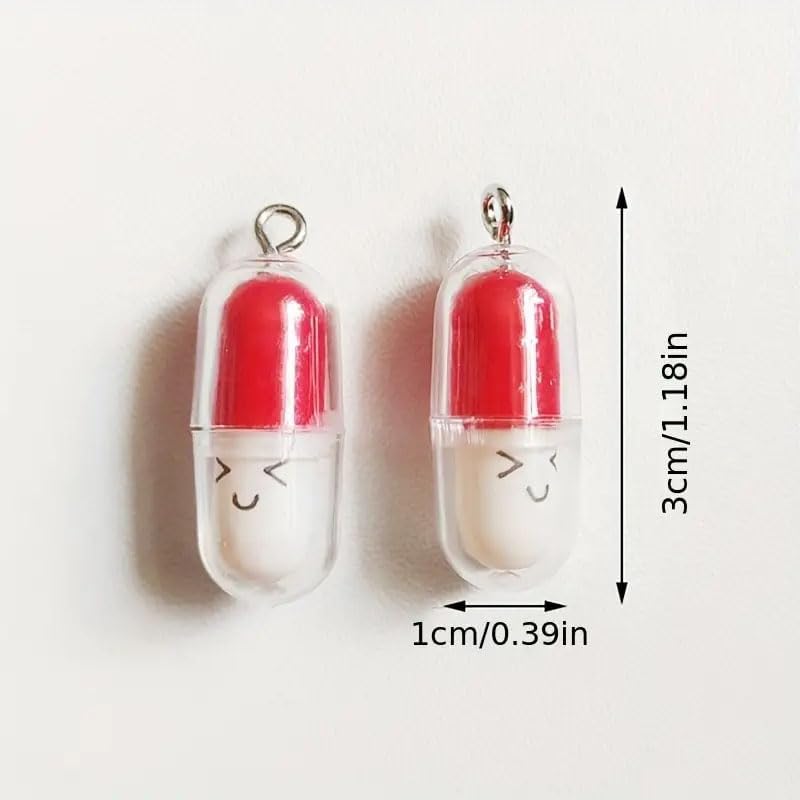 Ximimark 100PcsVibrant Random Mix 3D Smiling Face Pill Charms - Cute & Fun Jewelry Making Delights for DIY Bracelets, Earrings, and Keychains - Unleash Your Creativity! - Image 2