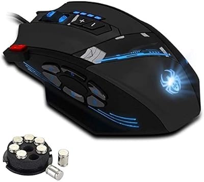 zelotes Ratón Gaming con Cable,12 Botones Programables,4 Niveles 4800DPI,Ratón para Gaming con 8 Bloques de Peso,Iluminación RGB,Mouse Ergonómico para PC,portátil | Ya disponible en tu tienda friki favorita! En mundofriki.es!