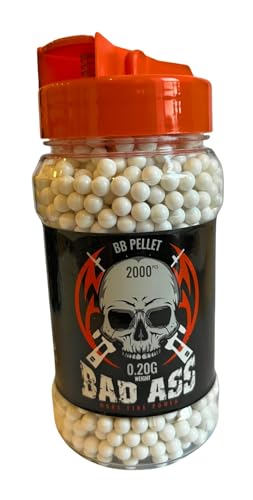 Bad Ass Airsoft BB Pellets, 0.20g, 2000 Count, Premium Quality, White