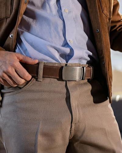 Image of CHAOREN Ratchet Belt Replacement Strap 1 3 /8 inch, Leather Belt Strap for 40MM Slide Click Buckle