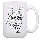 Dog Cup German Shepherd Sunglasses Mug German Shepherd Gift German Shepherd Mug 15-oz Coffee Mug Tea...