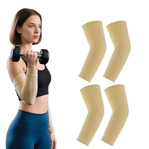 2Pairs Elastic Arm Compression Sleeves for Women, Medical Compression Arm Sleeve for Muscle Pain,Lymphedema, Non Slip Arm Protectors for Fragile Skin, Varicose Veins,Swelling, Arminjury,Sports
