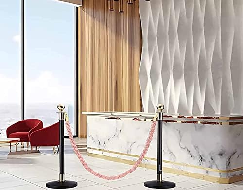 Premium Stanchion Rope - 4 Pcs Twisted Hemp Crowd Control Rope with D-Hooks, 2ft to 10ft Lengths for Event Barriers, Queue Management, and Stanchion Systems