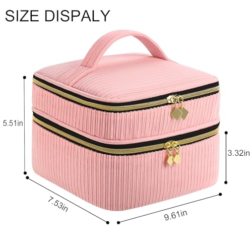 ZFZGFRCS Nail Polish Organizer- Holds 30 Bottles, Nail Organizers and Storage Double-Layer Nail Bag Organizer Case Nail Polish Holder with Handle, Nail Kit Organizer for Manicures Tools (Pink) by ZFZGFRCS - Image 3