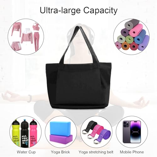 ZYFC Yoga Mat Bag - Large Canvas Tote with Yoga Mat Carrier Pocket for Office, Workout, Pilates, Travel, Beach and Gym - Image 5