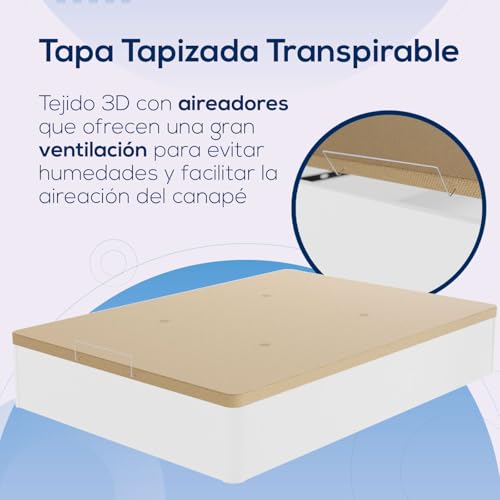 Miniatura 7 de Duérmete Online - Pack Colchón Viscoelástico Bio Nature Grosor 24cm Canapé Madera Abatible Gran Capacidad Color Blanco 135 X 190