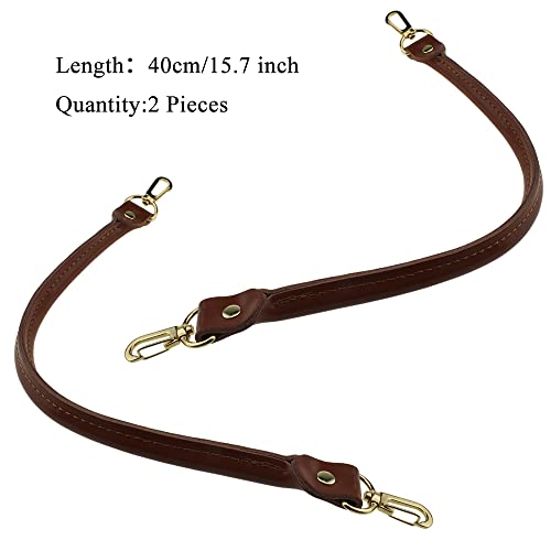 Image of Hahiyo Purse Handle Replacement Cowhide Leather Handle Strap Shoulder Handbag Tote Belt Lobster Swivel Clasp Buckle Sturdy Easy Clip on Attach Stay on Not Slip off Not Leave Mark on Body 15.7inch 2PCS
