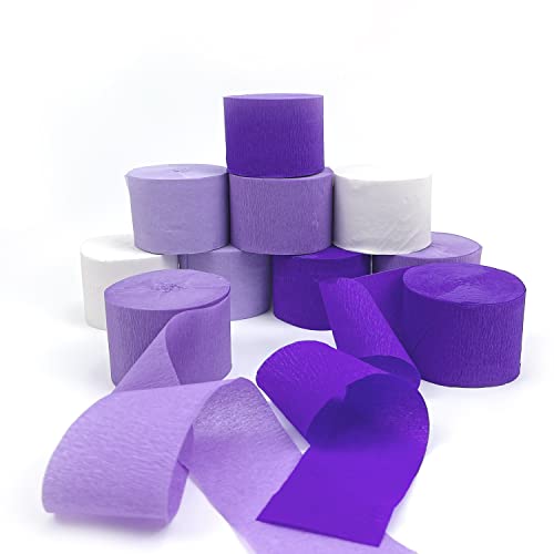 Image of Purple Crepe Paper Streamers 8 Rolls 656 ft Crepe Paper Decorations for Birthday Party, Baby Shower or Reunion (Purple Gradient)