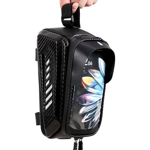 自転車トップチューブバッグ,ライダー収納ポーチ - 防塵タッチスクリーン対応 ウォレット・メガネ収納 ロードバイクストレージポーチ