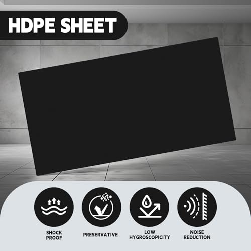 Image of Threehoney 2 Pcs Black HDPE Sheet 1 /4 inch Thick 24 x 36 Inch, HDPE Plastic Sheet High Density Polyethylene Board Flexible Solid Plastic Block for DIY Projects Crafts Machining Home