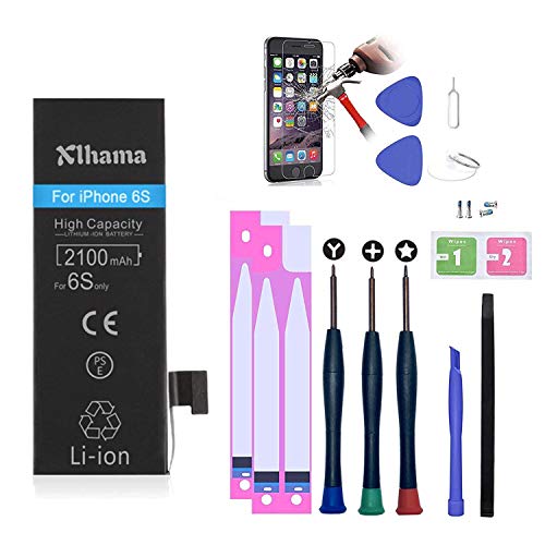 Xlhama New Batteria Alta Capacita Per iPhone 6S 2100mAh Con Kit Smontaggio Biadesivo Strumento Istruzione Manuale compresso Adesivi biadesivo