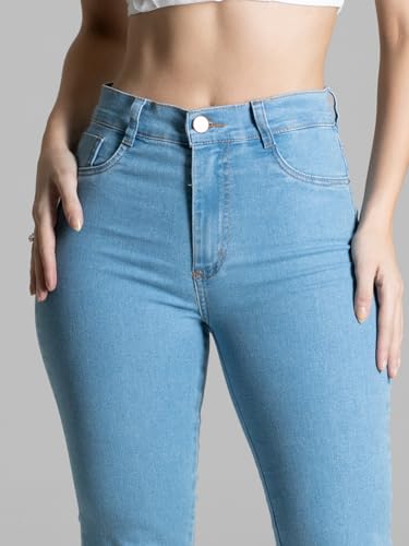 Calça Jeans Feminina Sawary Boca de Sino Flare Boot Cut Lycra Elastano Confortável Moda Feminina Rou